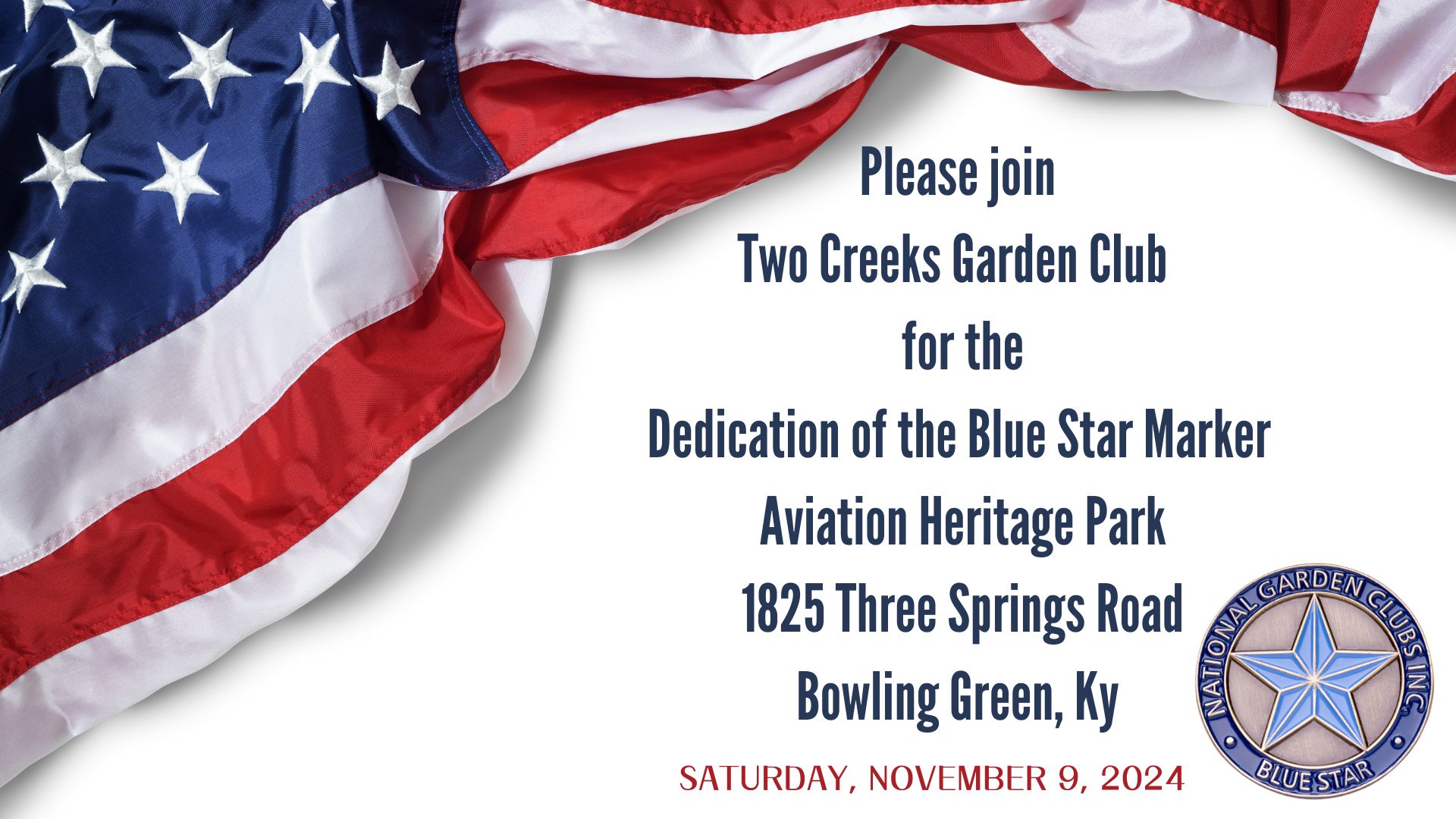 Blue Star Marker Dedication - Two Creeks Garden Club